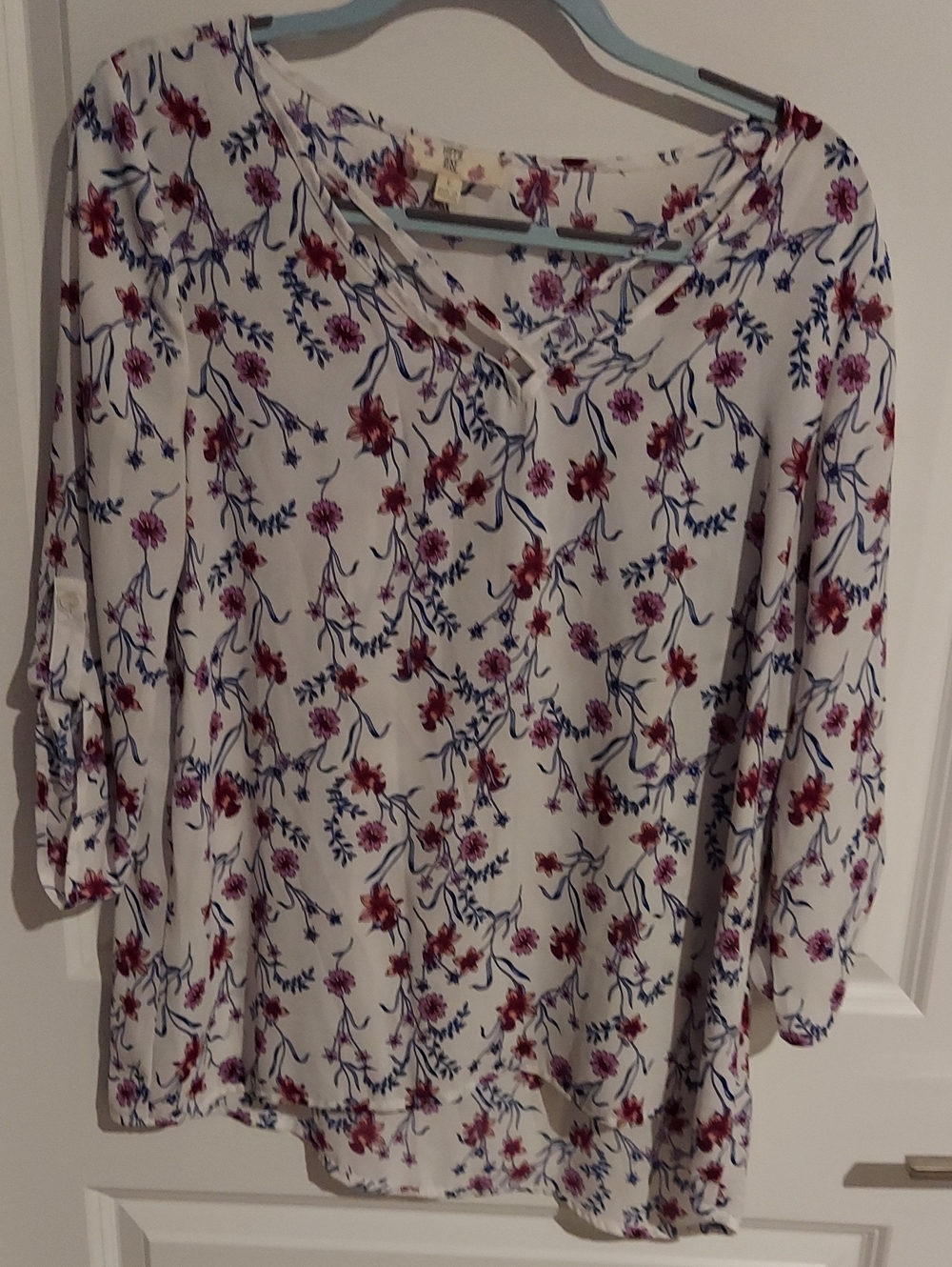 Hippie Rose Cream Tunic with Pink & Red Floral Print